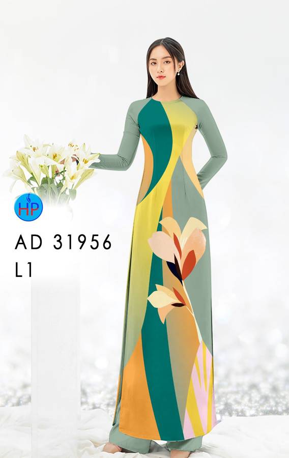 Vải Áo Dài Hoa In 3D AD 31956 6